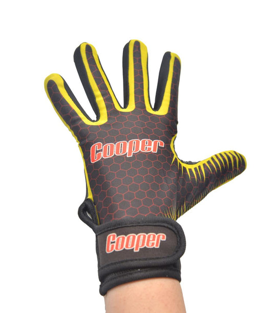 Cooper Kids Football Gloves Black Yellow Cooper Leisurewear