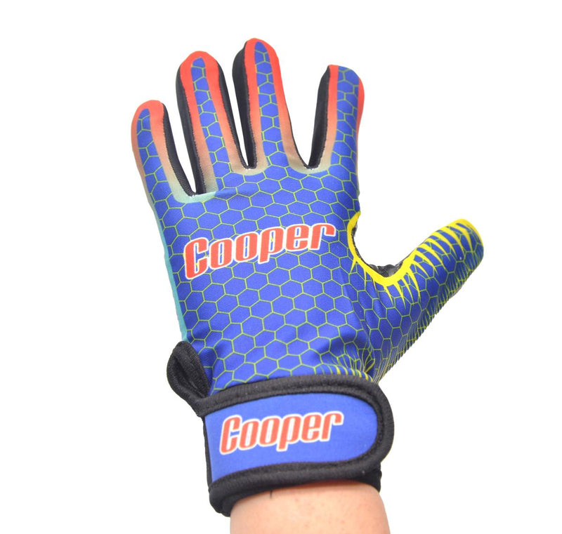 Load image into Gallery viewer, Cooper Kids Football Gloves - Blue &amp; Yellow - Cooper Leisurewear
